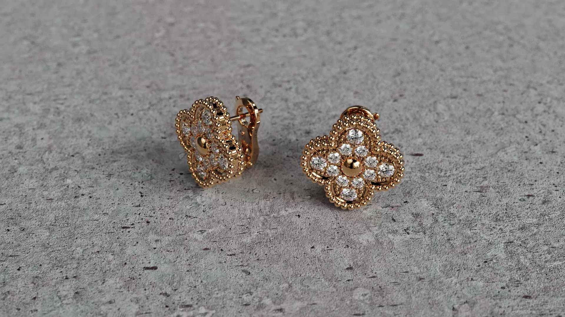 Flower Diamond Earrings 3D print model