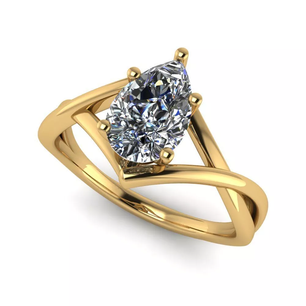 Fine Twist Ribbon Solitaire Ring 3D Print Model 3D print model
