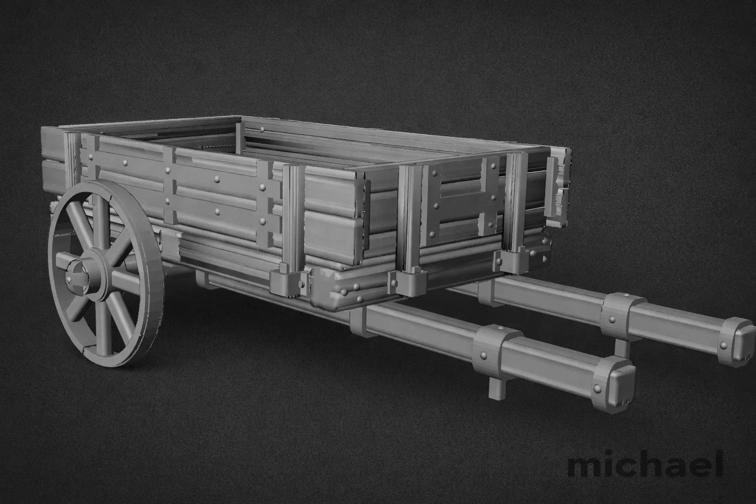 Rustic Wooden Cart Free 3D print model