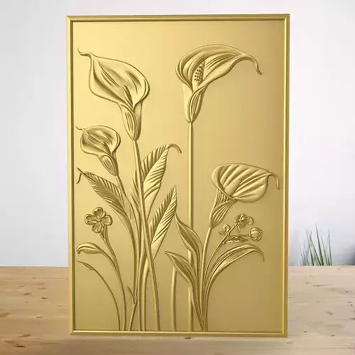 3D Calla Lily Floral Relief CNC Router Design - STL ArtCAM Model
