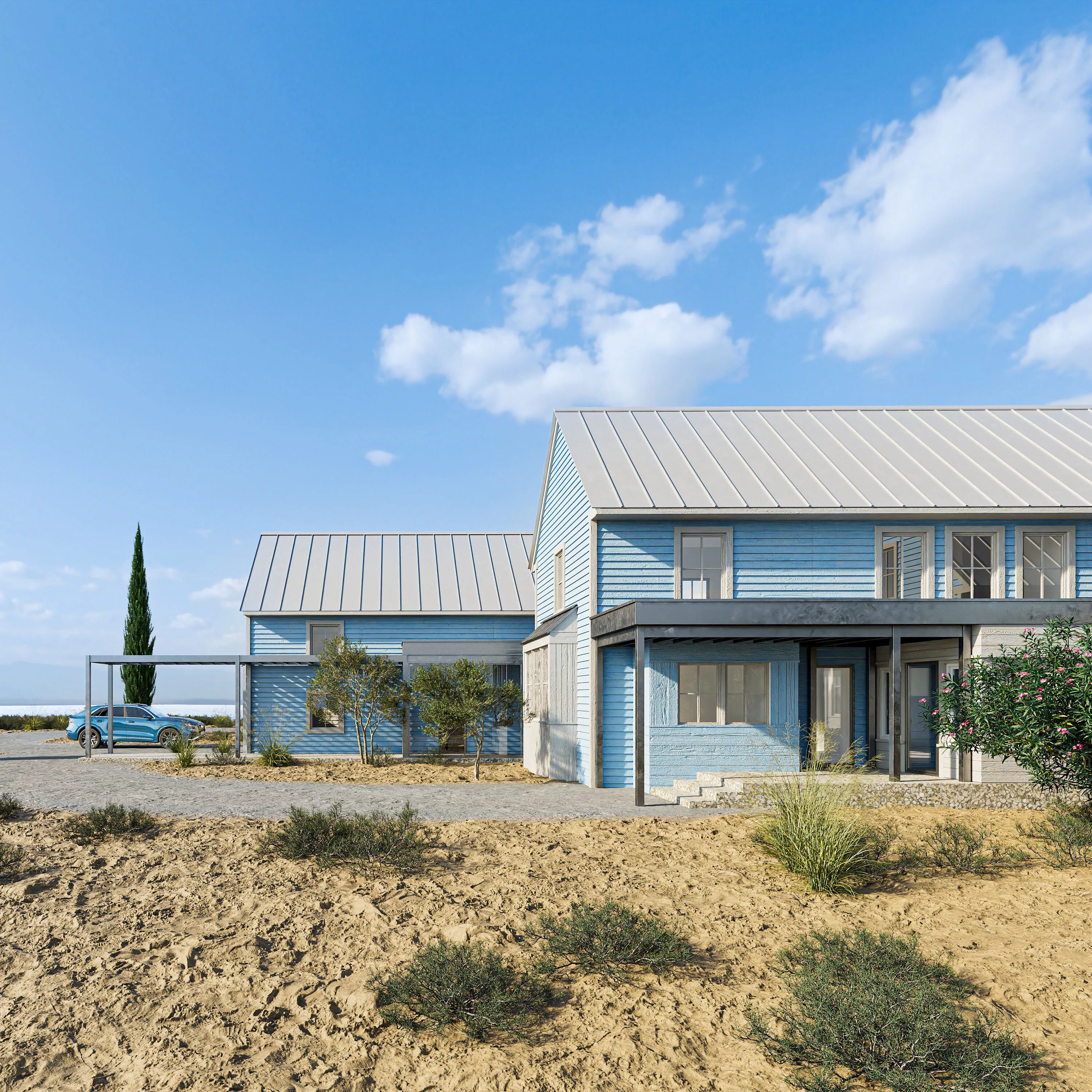 Beach House exterior scene 3D 3D model