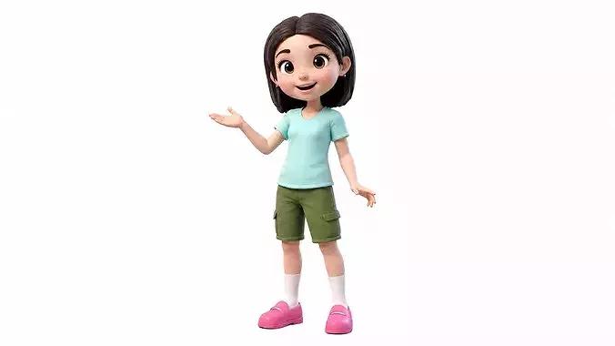 Stylized Cartoon Girl Character - Game Ready