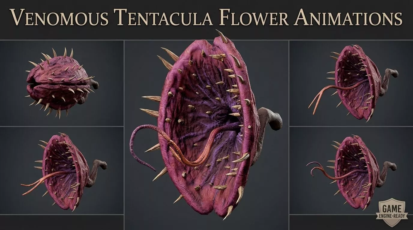 Venomous Tentacula Flower with Animations - 3D Stylized Plant Low-poly 3D model