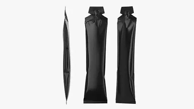 Shaped Matte Black Liquid Stick Sachet Mockup 11