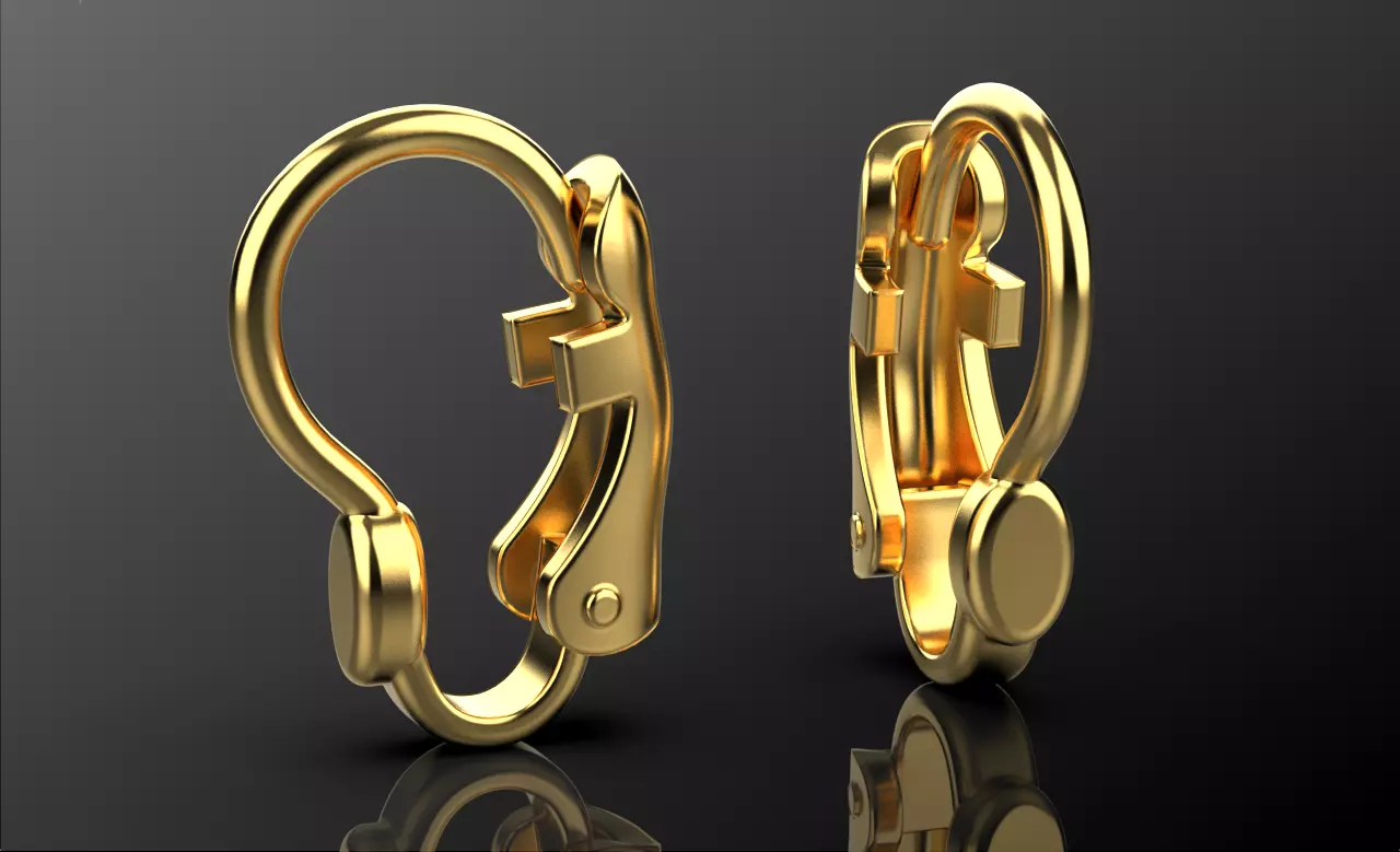 Earrings back lock clasp system 3D print model