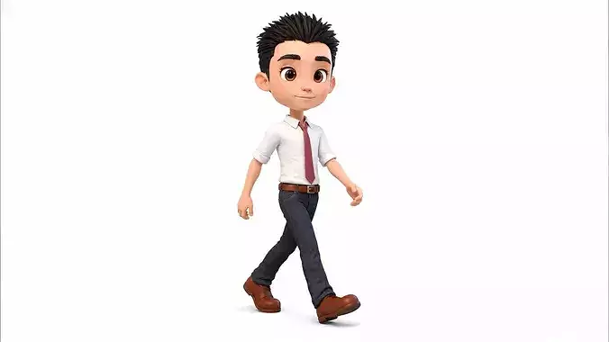 Stylized Kid Cartoon Boy Character - Rigged and Animated