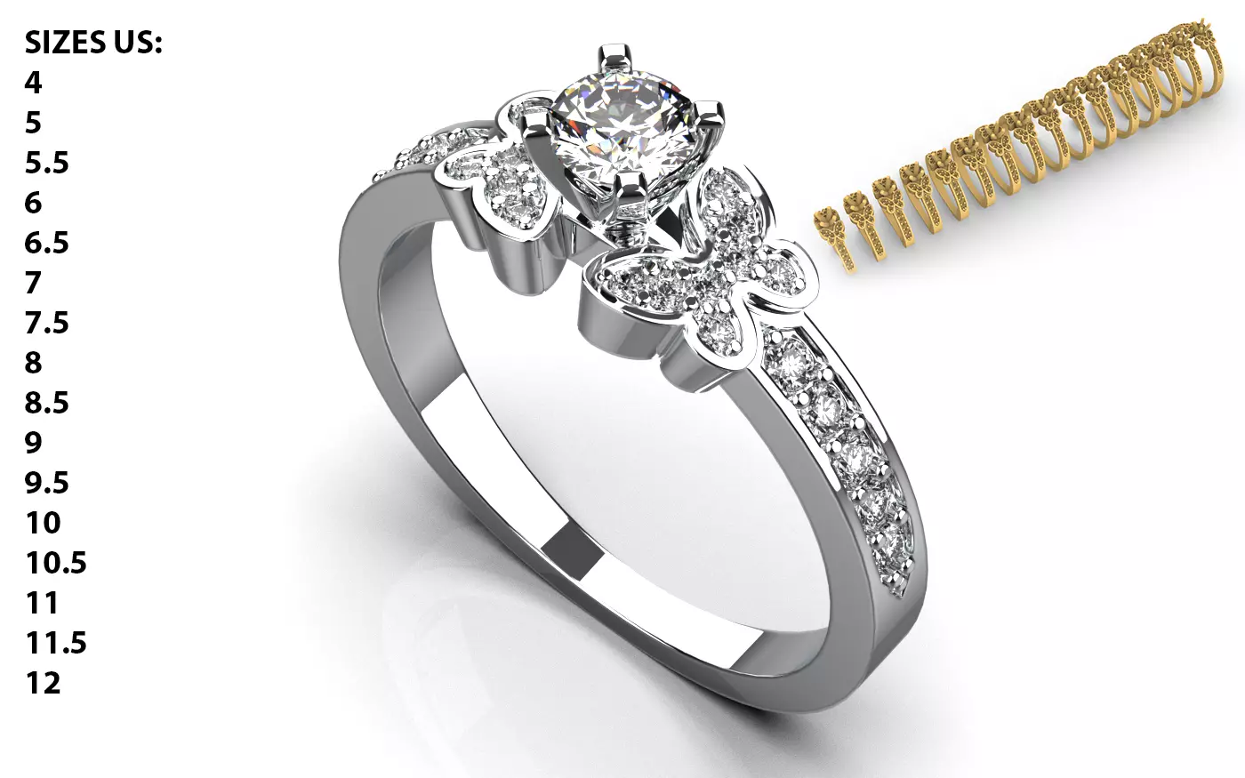 Engagement ring set 12 3D print model