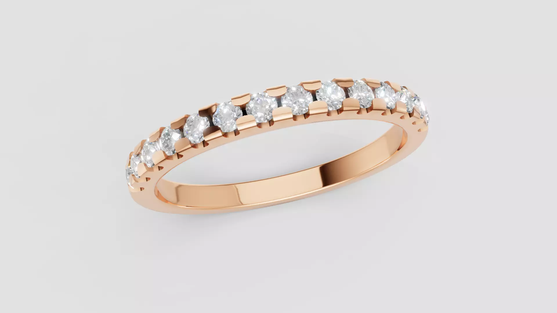 Half-Eternity engagement ring 3D Model for Printable CAD Free 3D print model