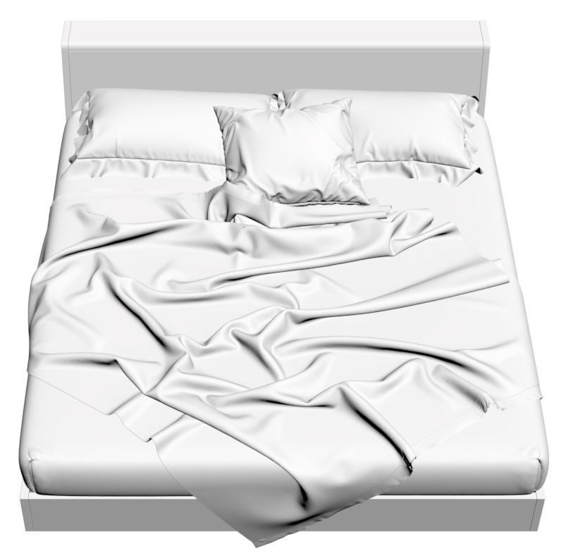 Brown bed linen 3D model_2