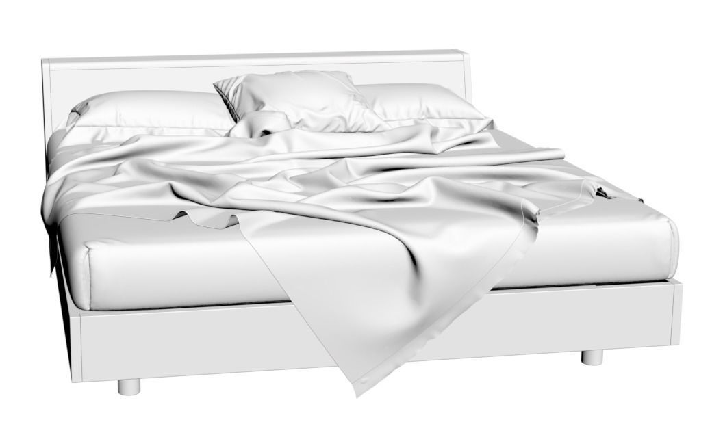 Brown bed linen 3D model_1