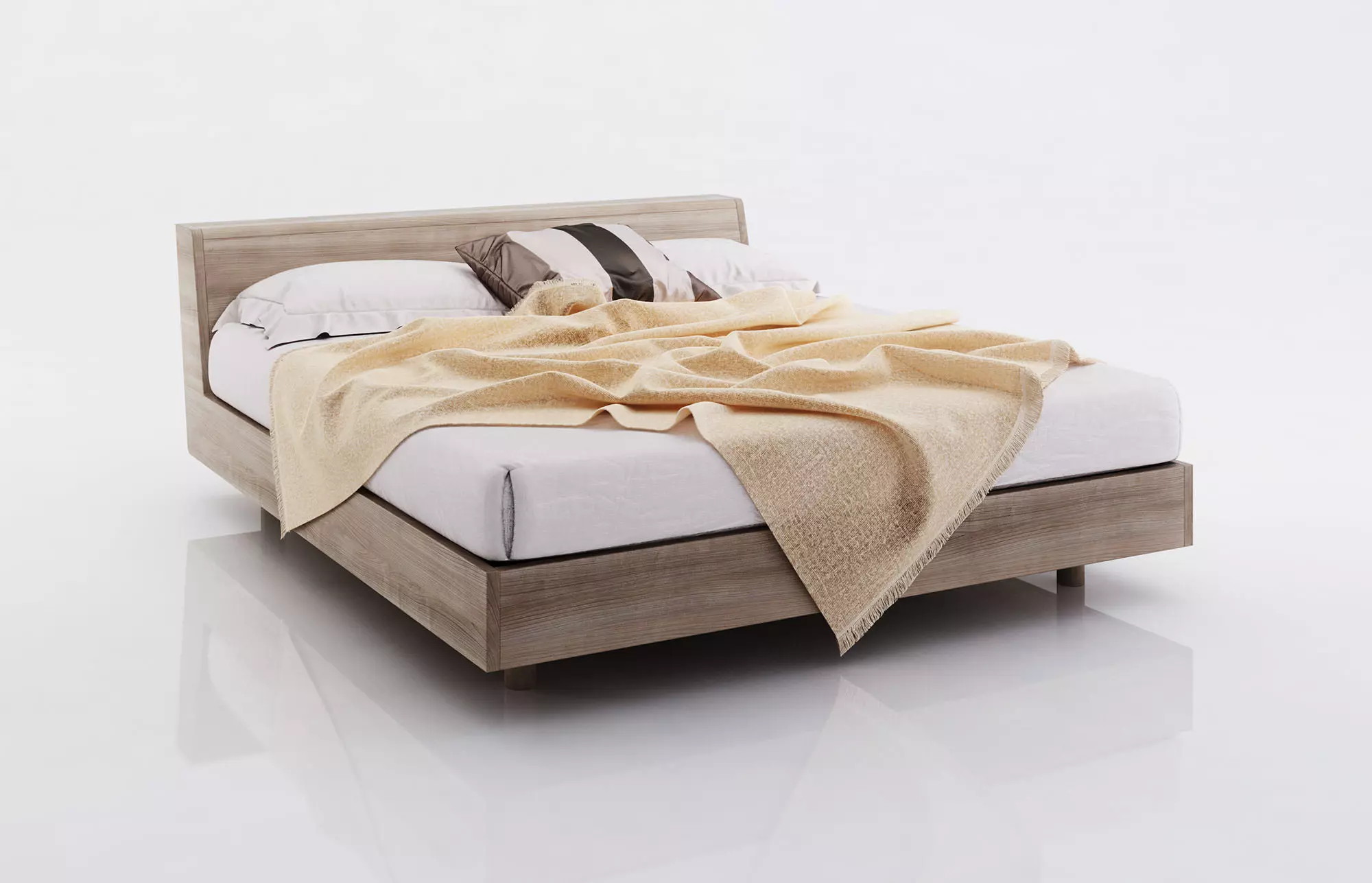 Brown bed linen 3D model_0