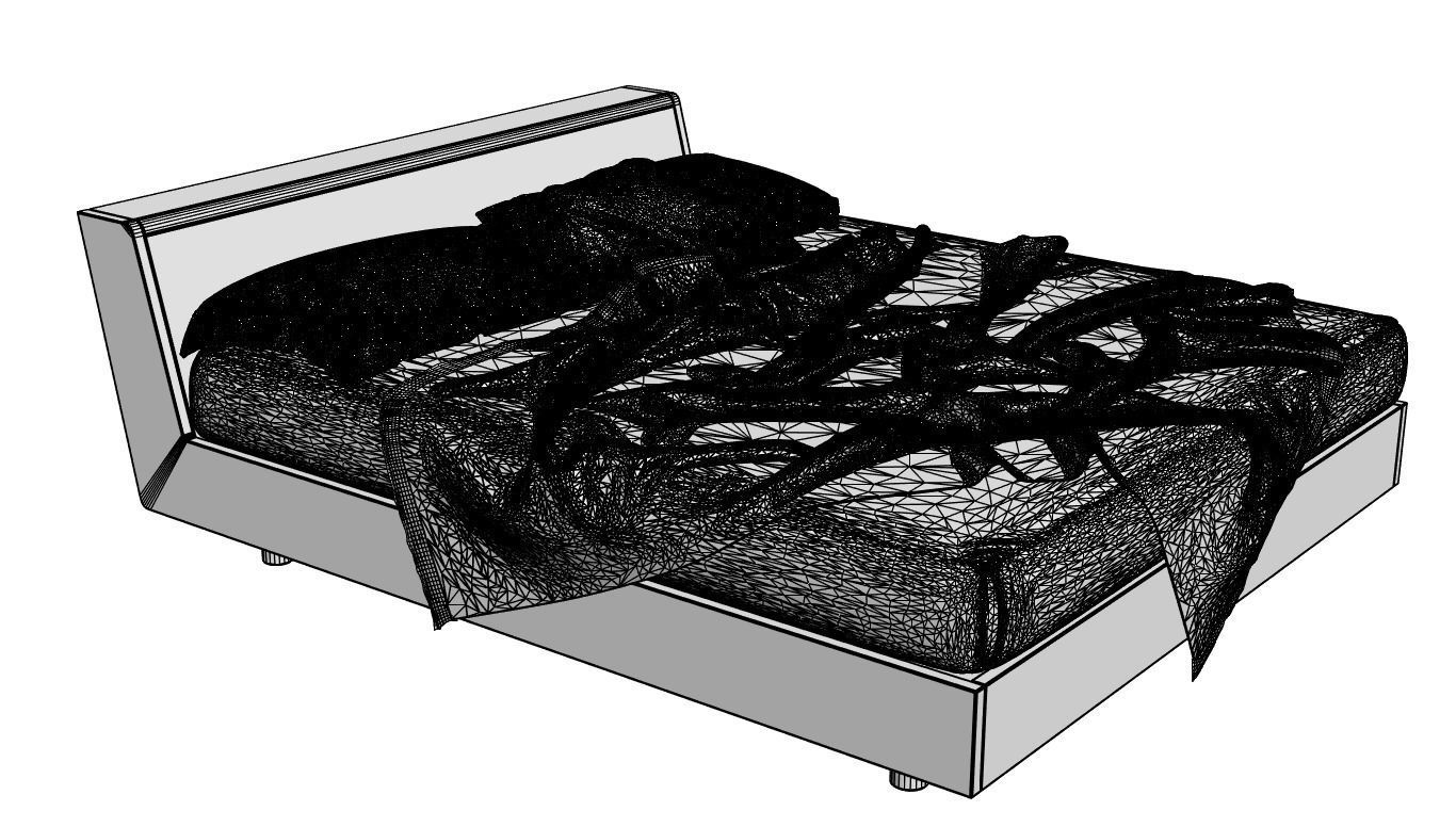 Brown bed linen 3D model_6