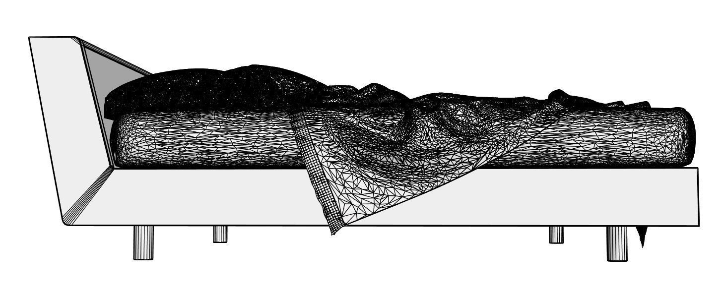 Brown bed linen 3D model_5