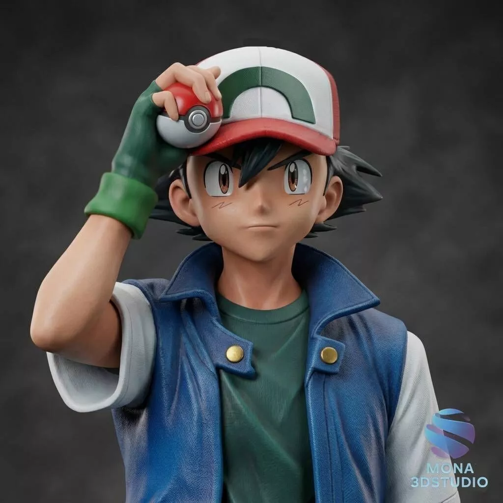 Ash Ketchum and Pikachu - 3D Print Model Presupported 3D print model