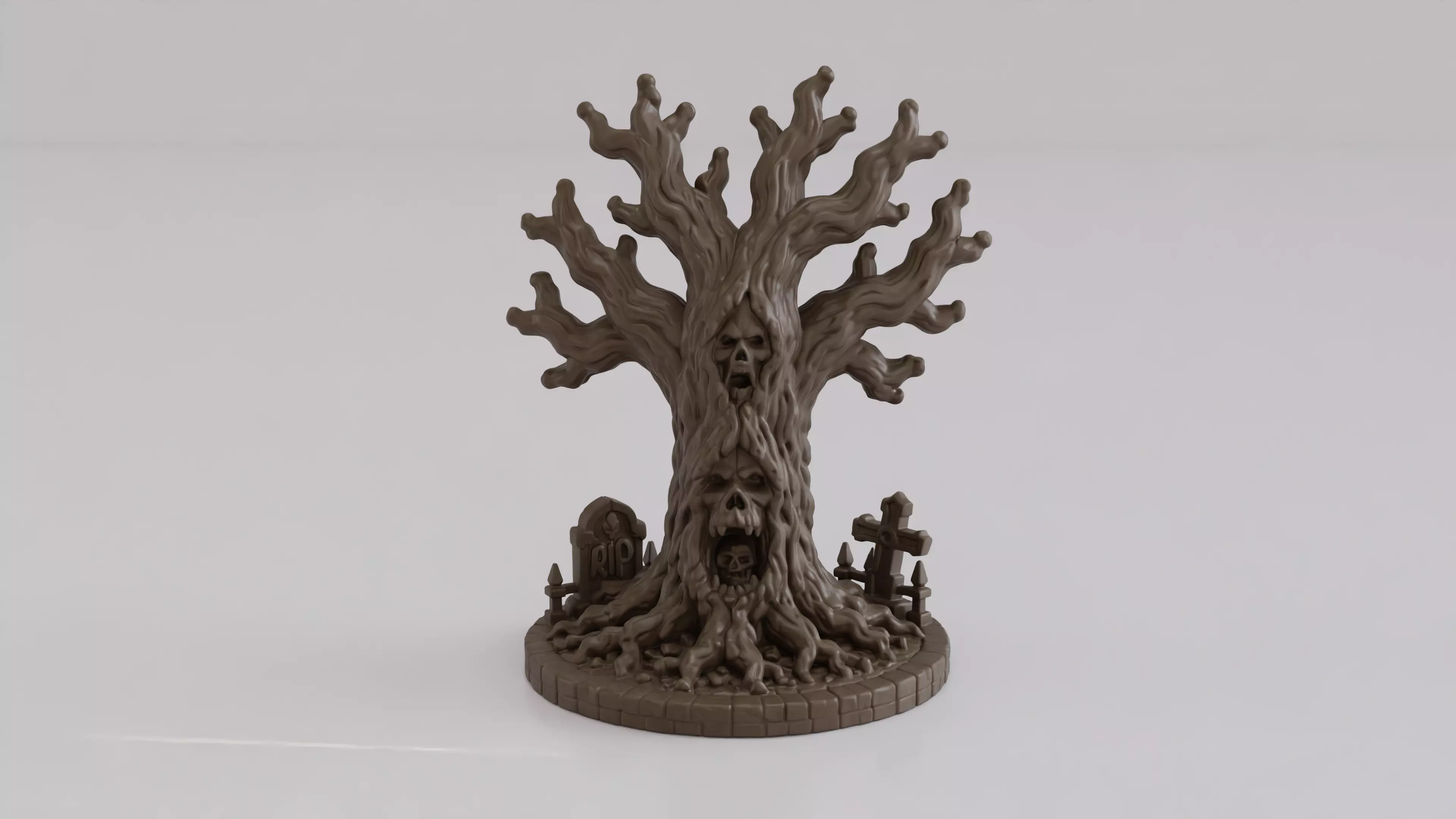 Haunted Skull Tree Halloween Tabletop Decor STL 3D print model