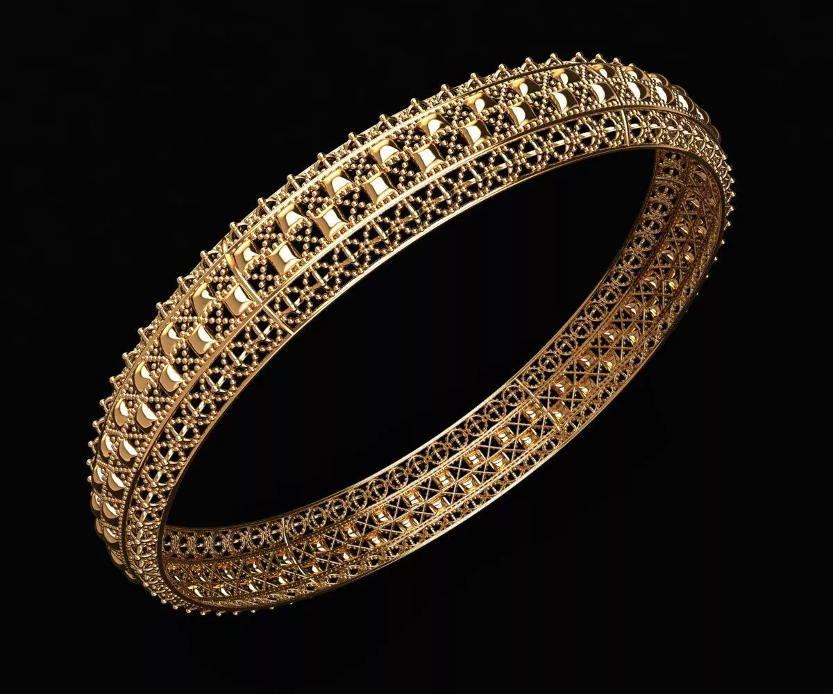 1567 Geometric-Pattern Gold Bangle 10gm 3D print model