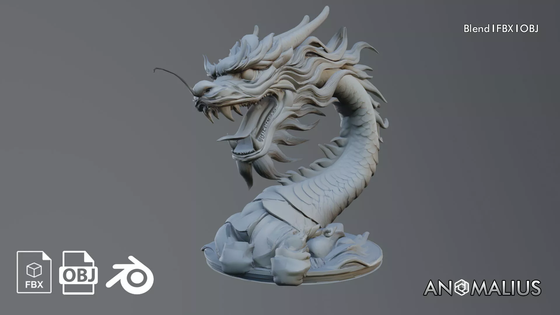 chinese dragon head statue 3D model