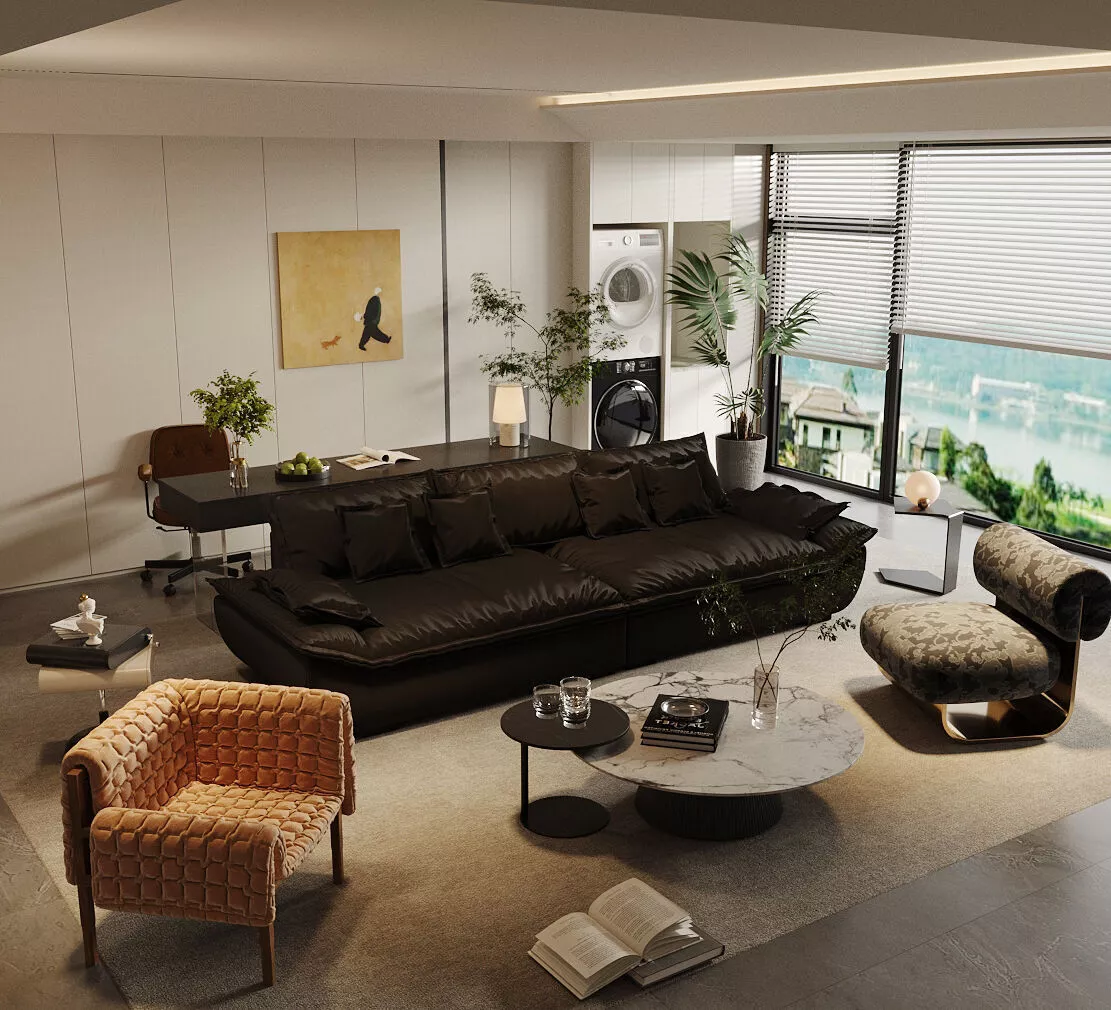 Italian style living and dining room 3D model