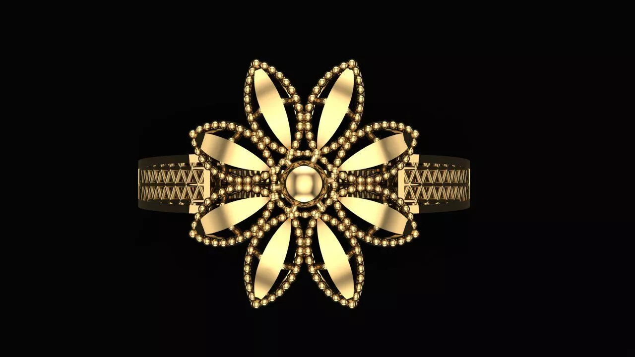 Gold Floral Filigree Ring 3D Model - Ready for 3D Printing Free 3D print model