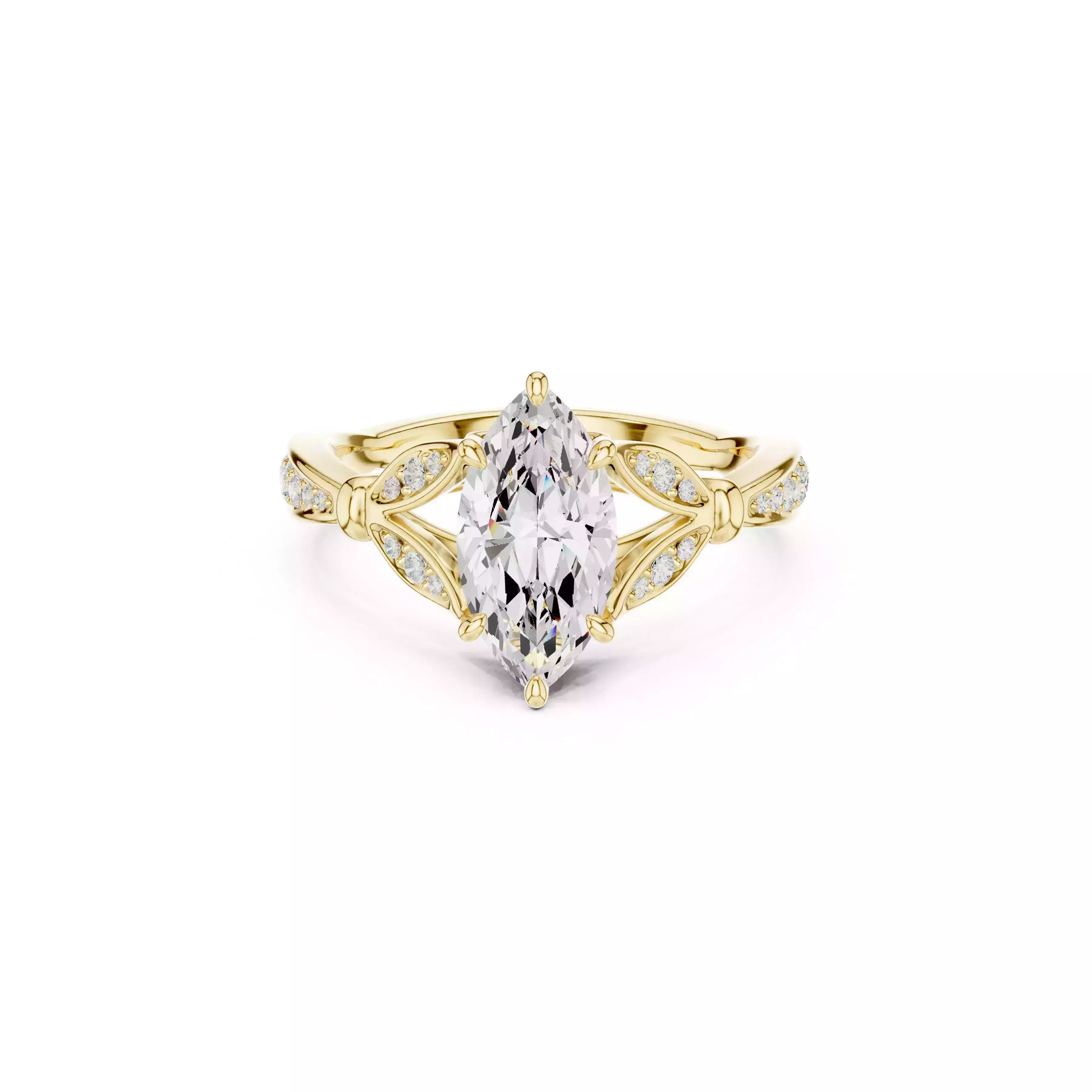 Marquise Vintage Engagement Ring Antique Bridal CAD 3D print model