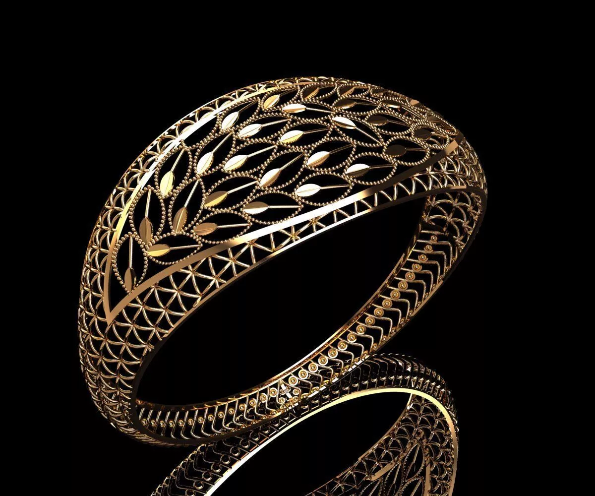 1566 Leaf-Filigree Gold Bangle12gm 3D print model