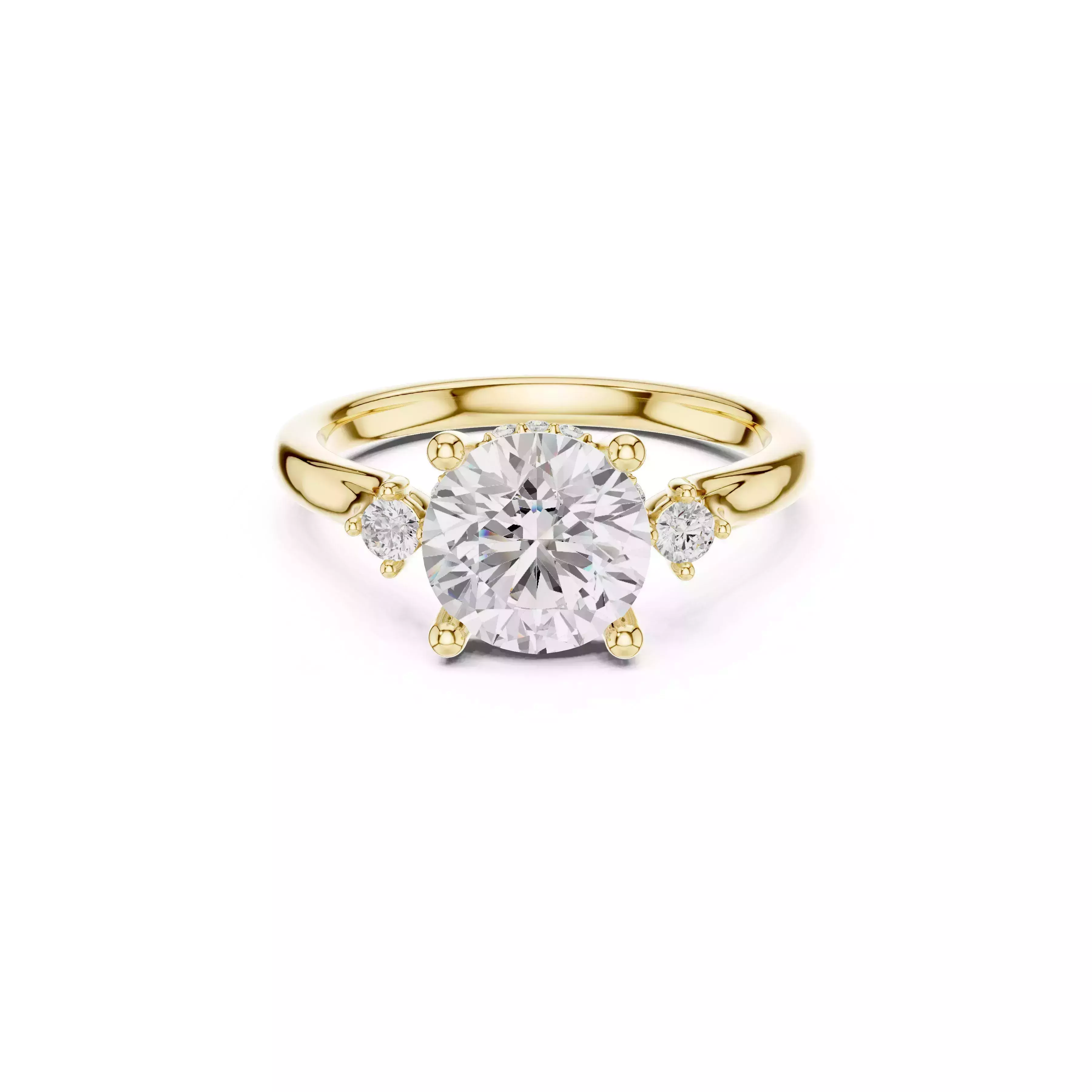 Round Brilliant Solitaire Engagement Ring Minimalist Diamond 3D print model