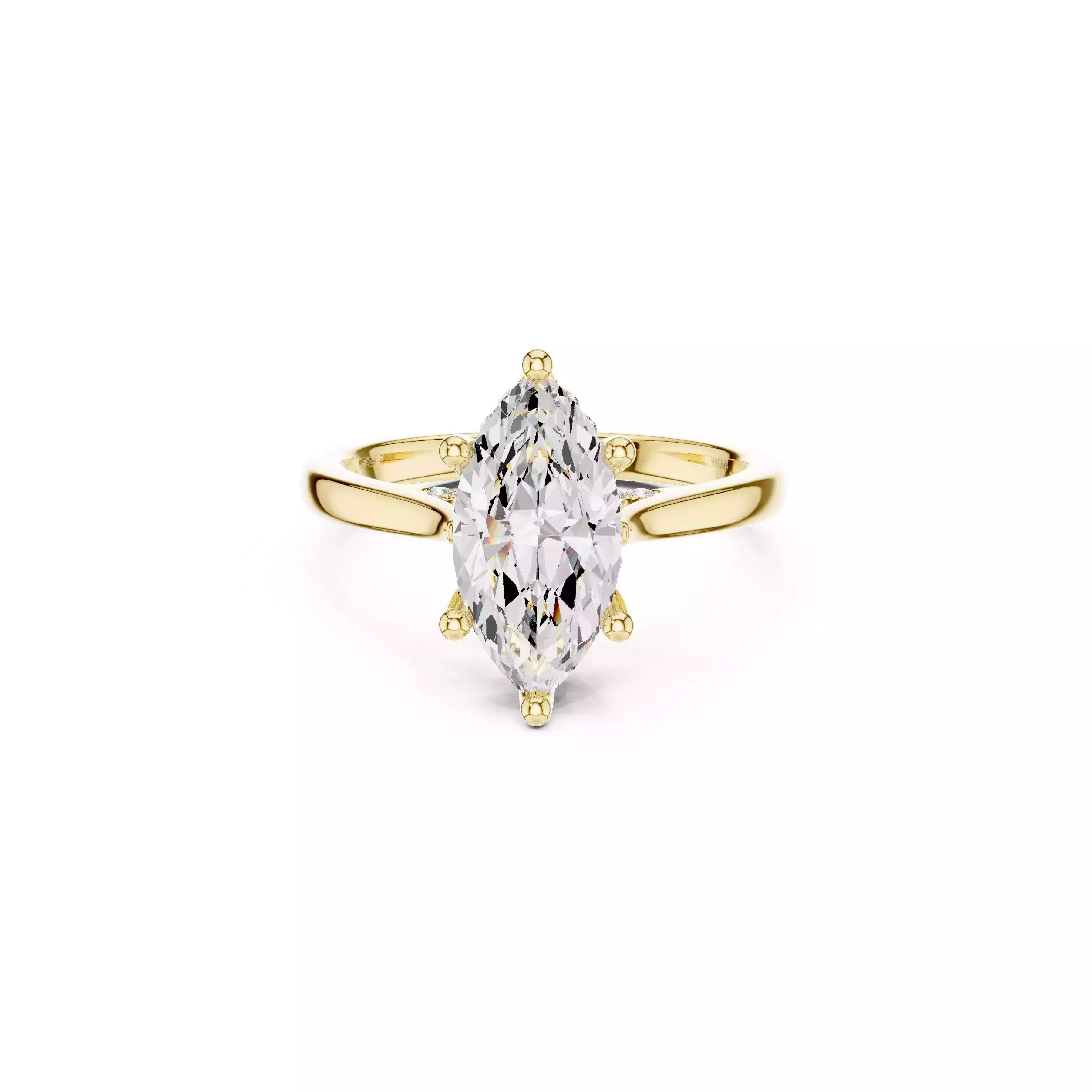Luxury Marquise Cut Solitaire Bridal Diamond Engagement Ring CAD 3D print model