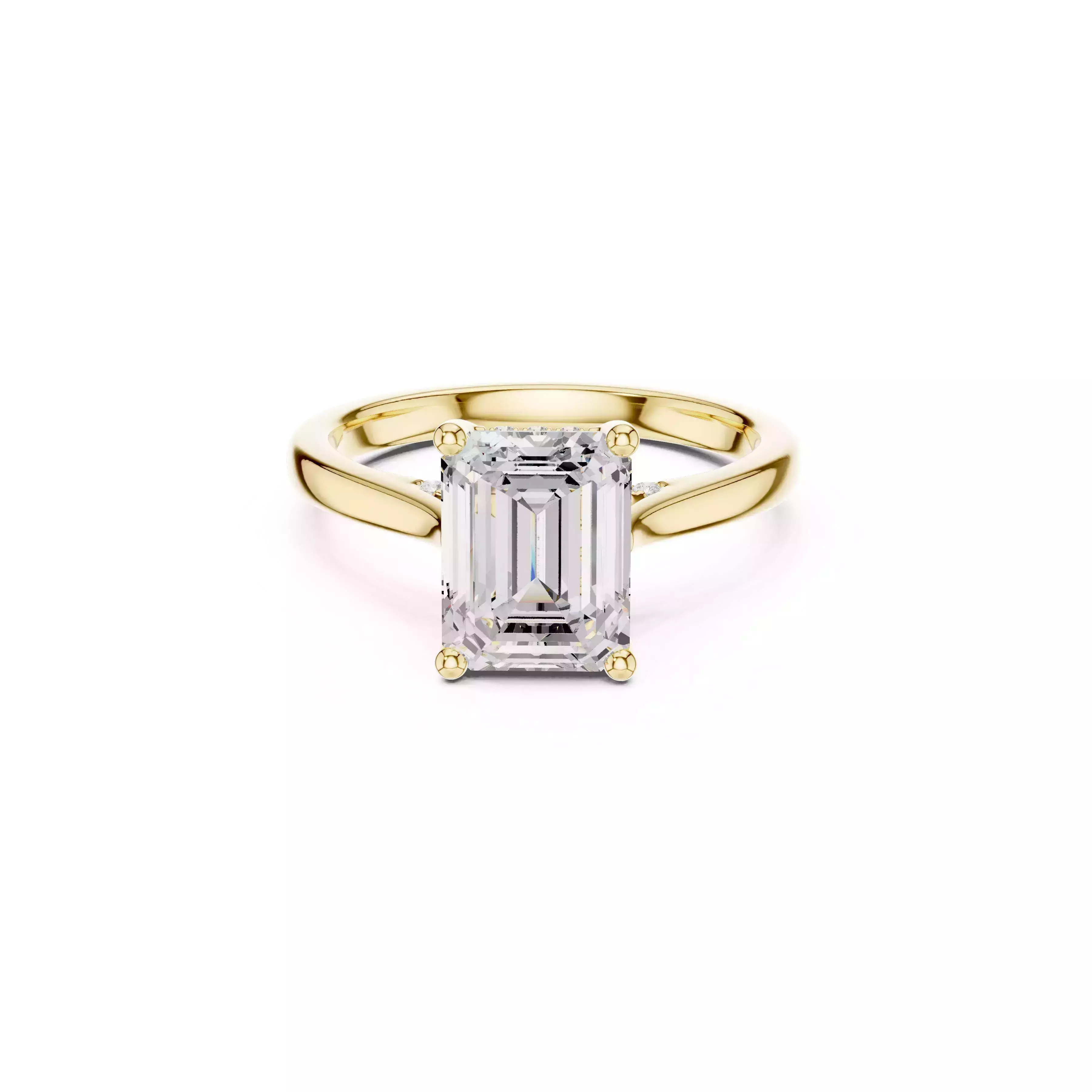 Emerald Cut Solitaire Engagement Ring Minimal Luxury Bridal 3D print model