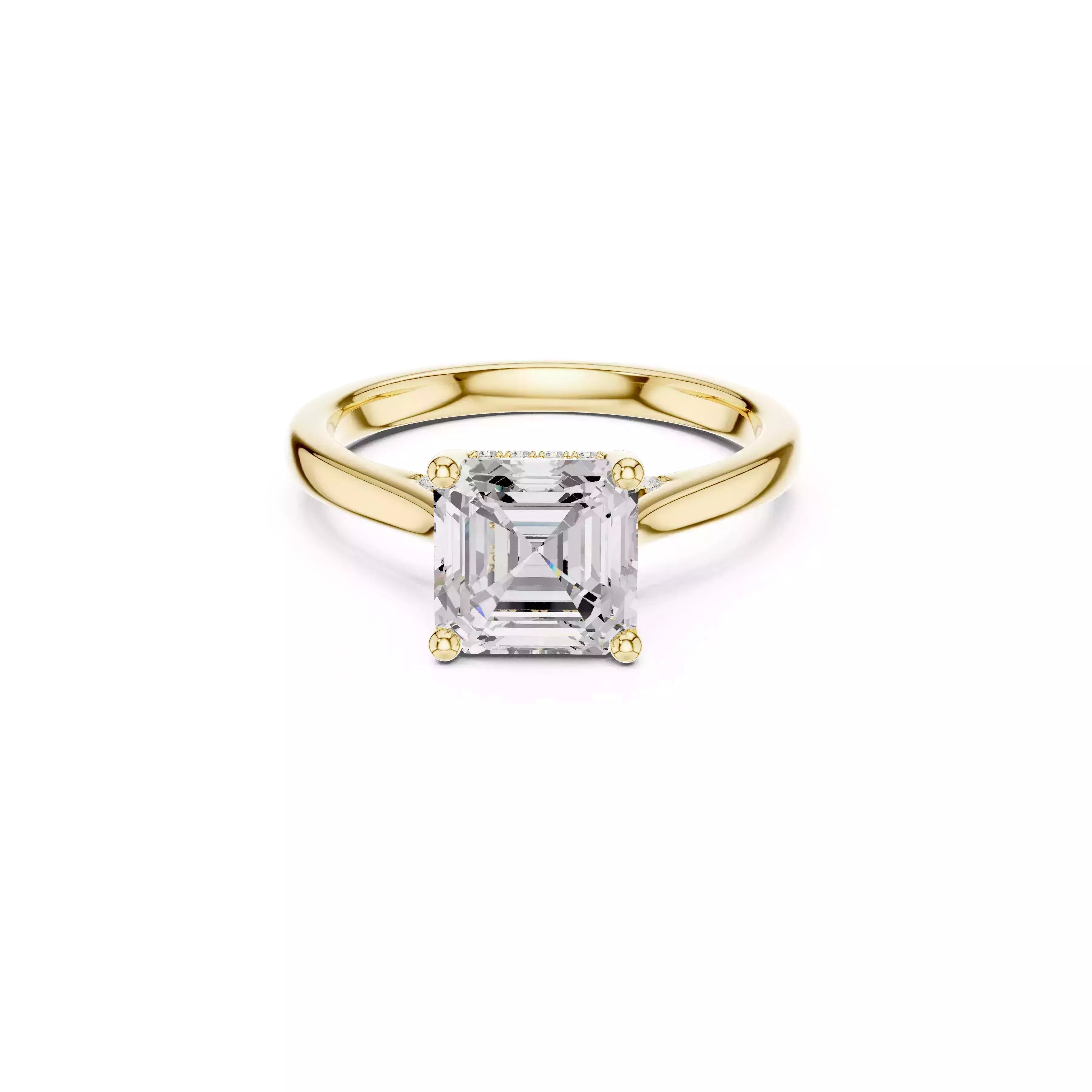 Asscher Cut Solitaire Minimalist Bridal Diamond Engagement Ring 3D print model