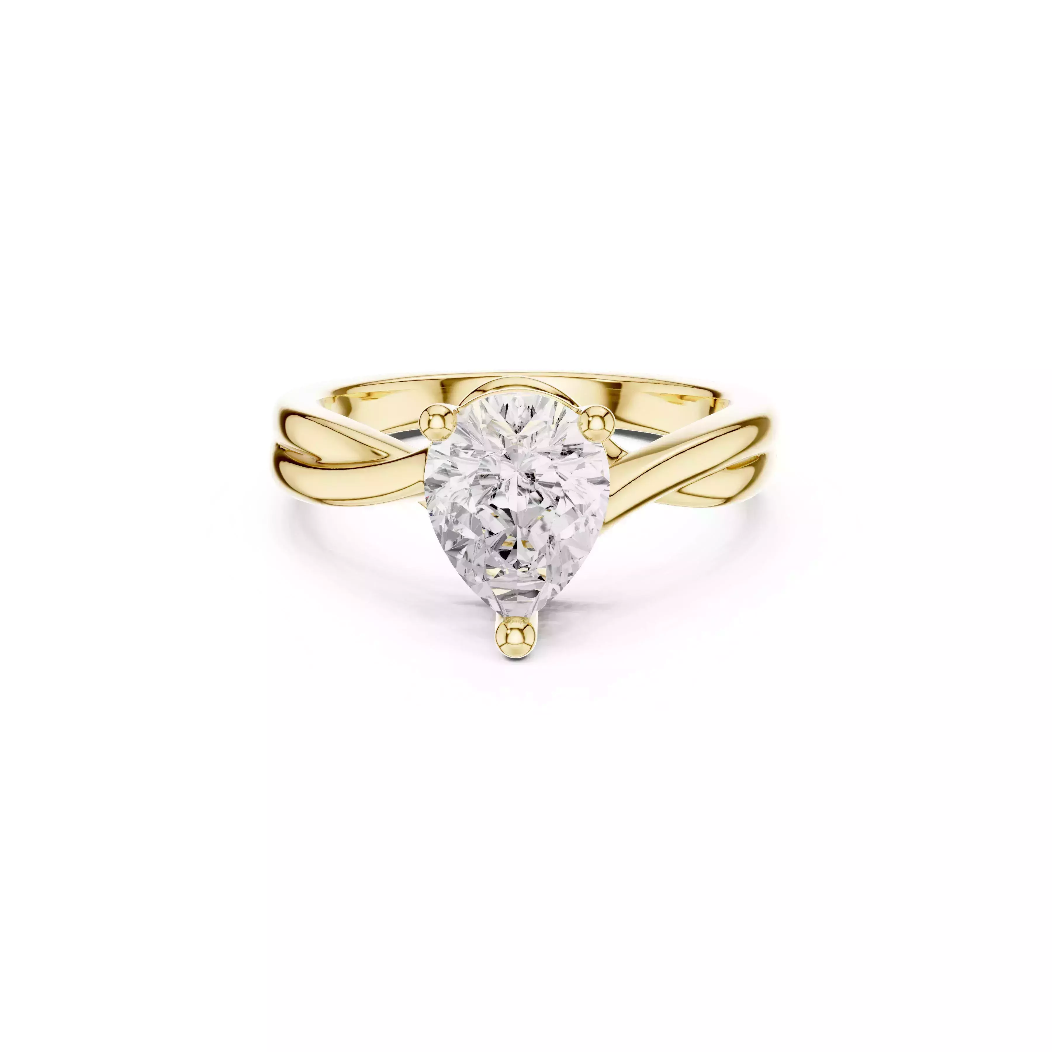 Pear Cut Twisted Solitaire Elegant Bridal Engagement Ring CAD 3D print model