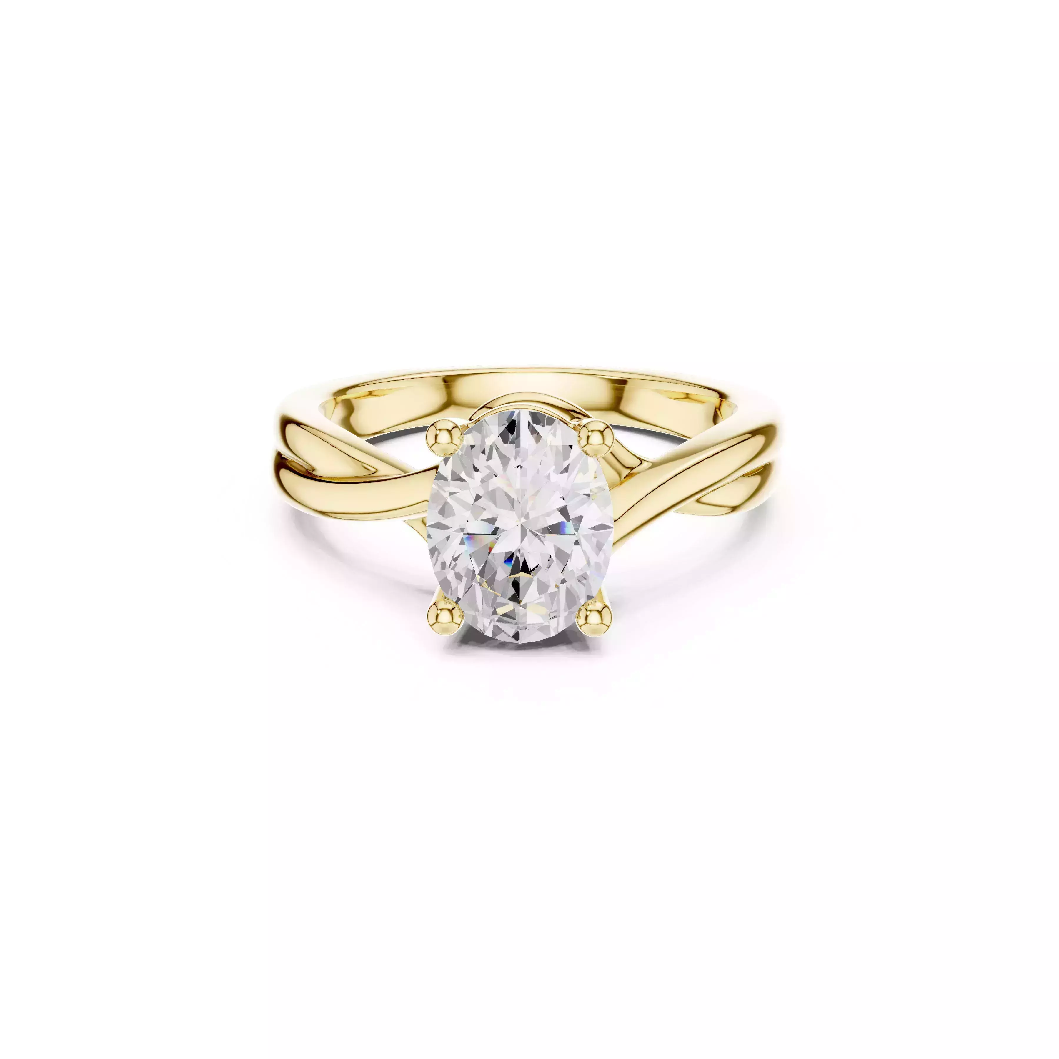 Oval Cut Twisted Solitaire Engagement Ring Elegant Bridal 3D print model