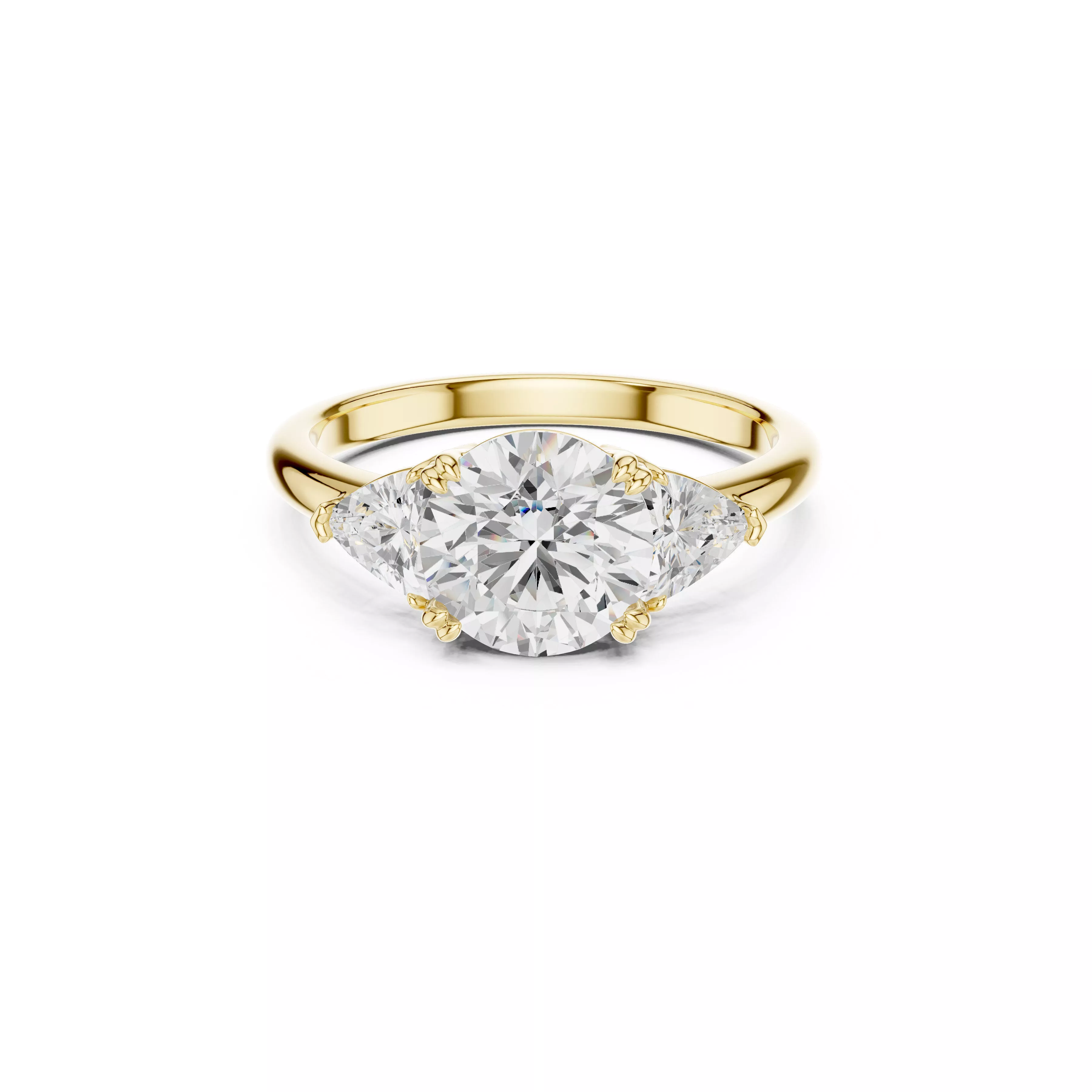 Three Stone Engagement Ring Luxury Bridal Solitaire CAD 3D print model