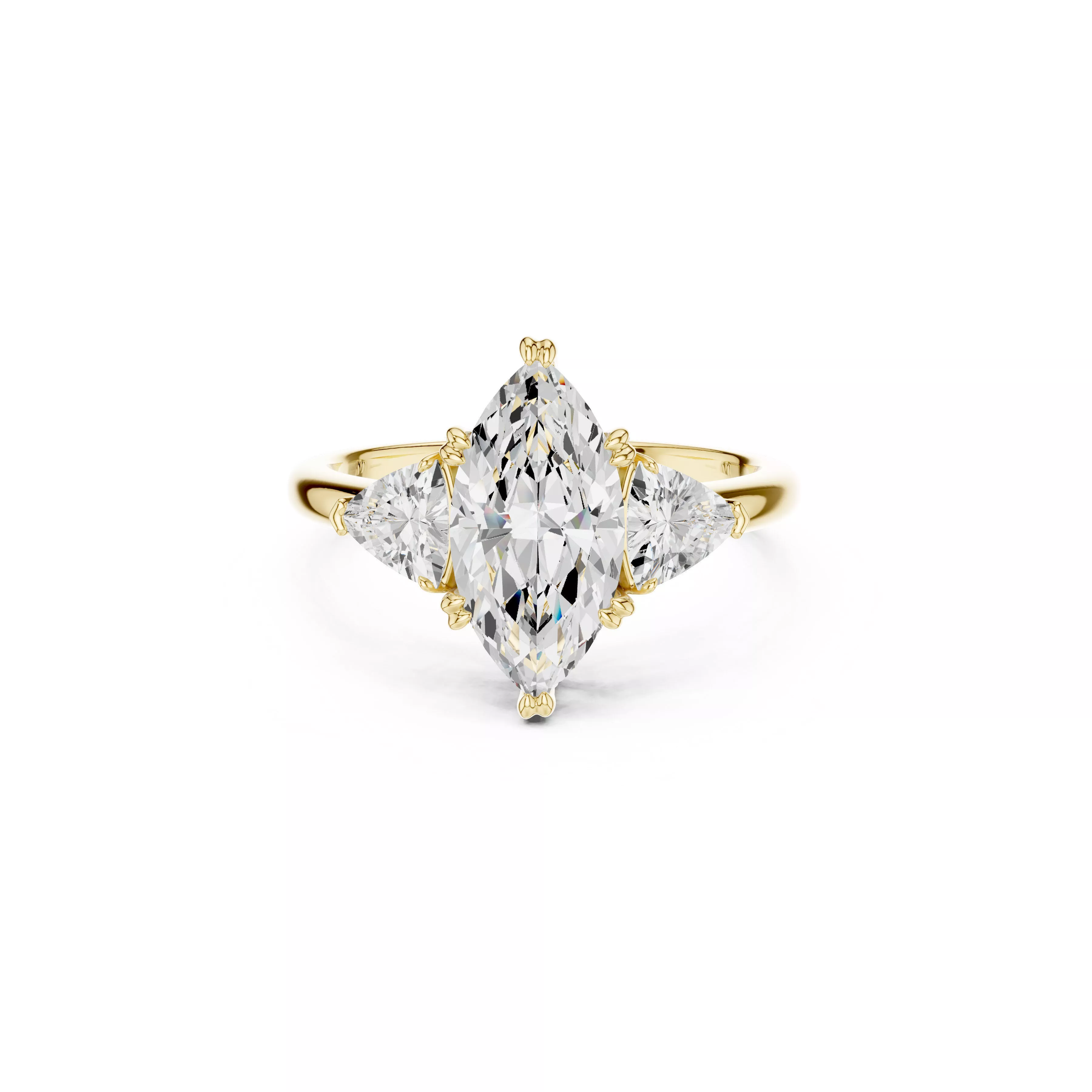 Marquise Cut Three Stone Engagement Ring Elegant Solitaire 3D print model