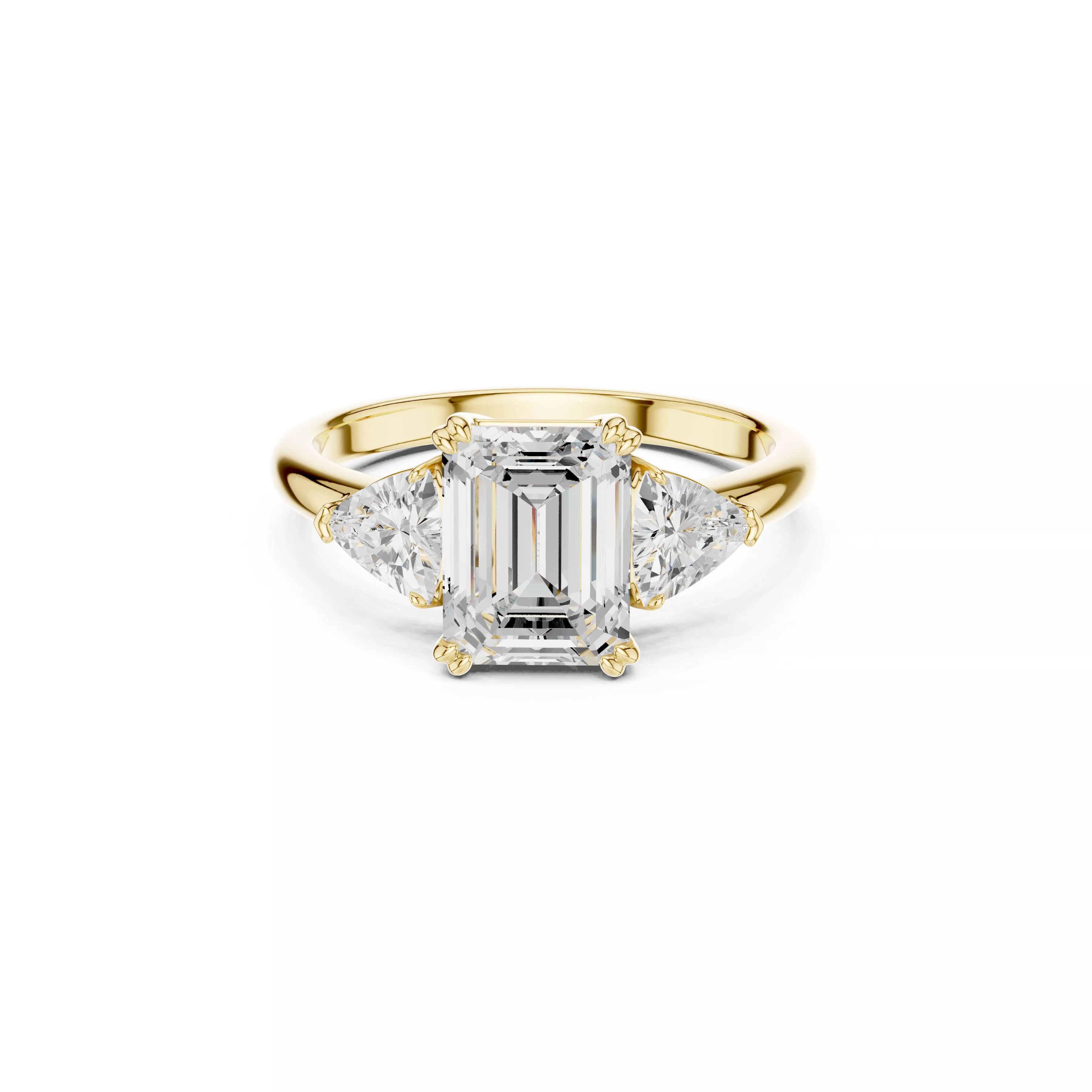 Emerald Cut Three Stone Luxury Bridal Diamond Engagement Ring 3D print model