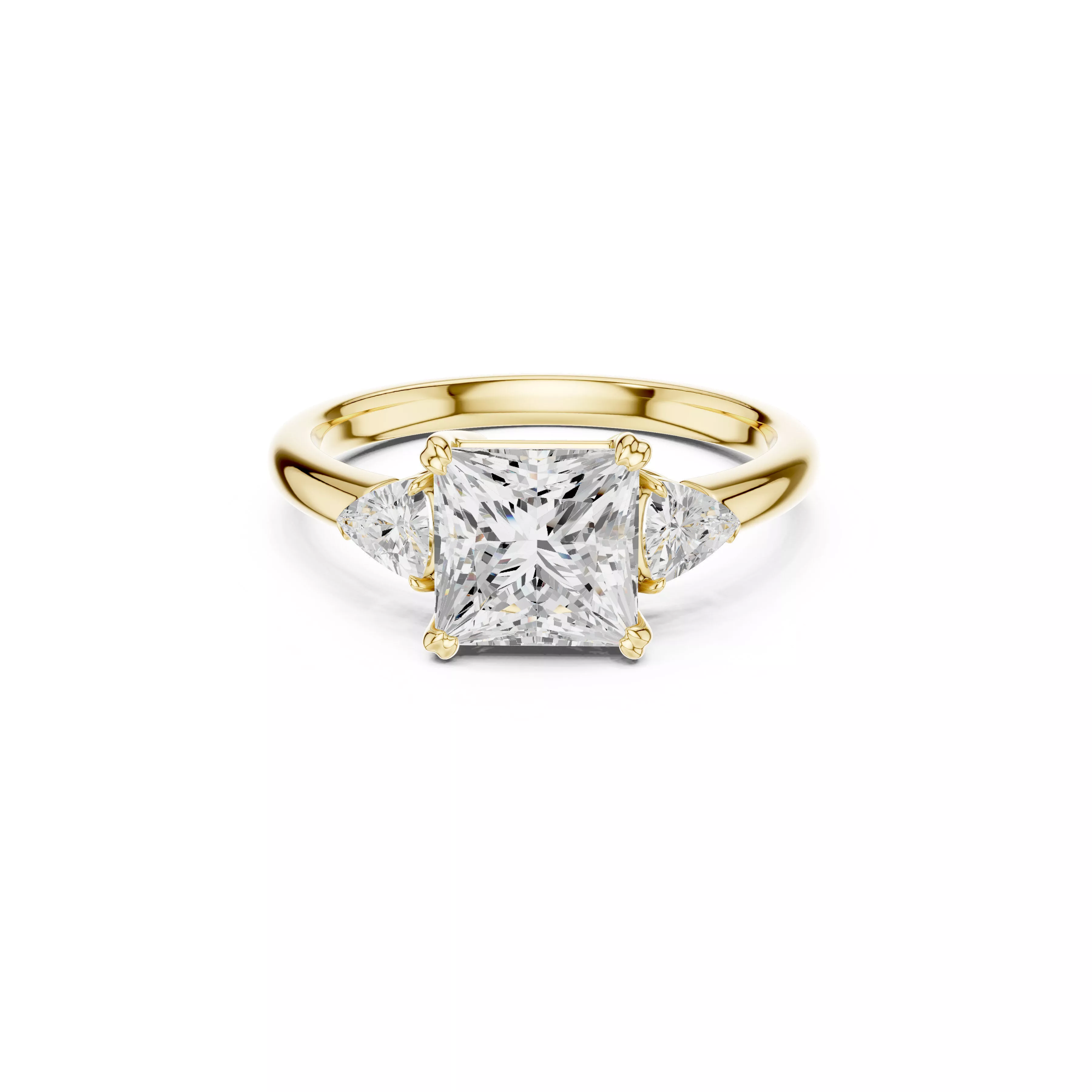 Princess Cut Three Stone Engagement Ring Elegant Solitaire 3D print model
