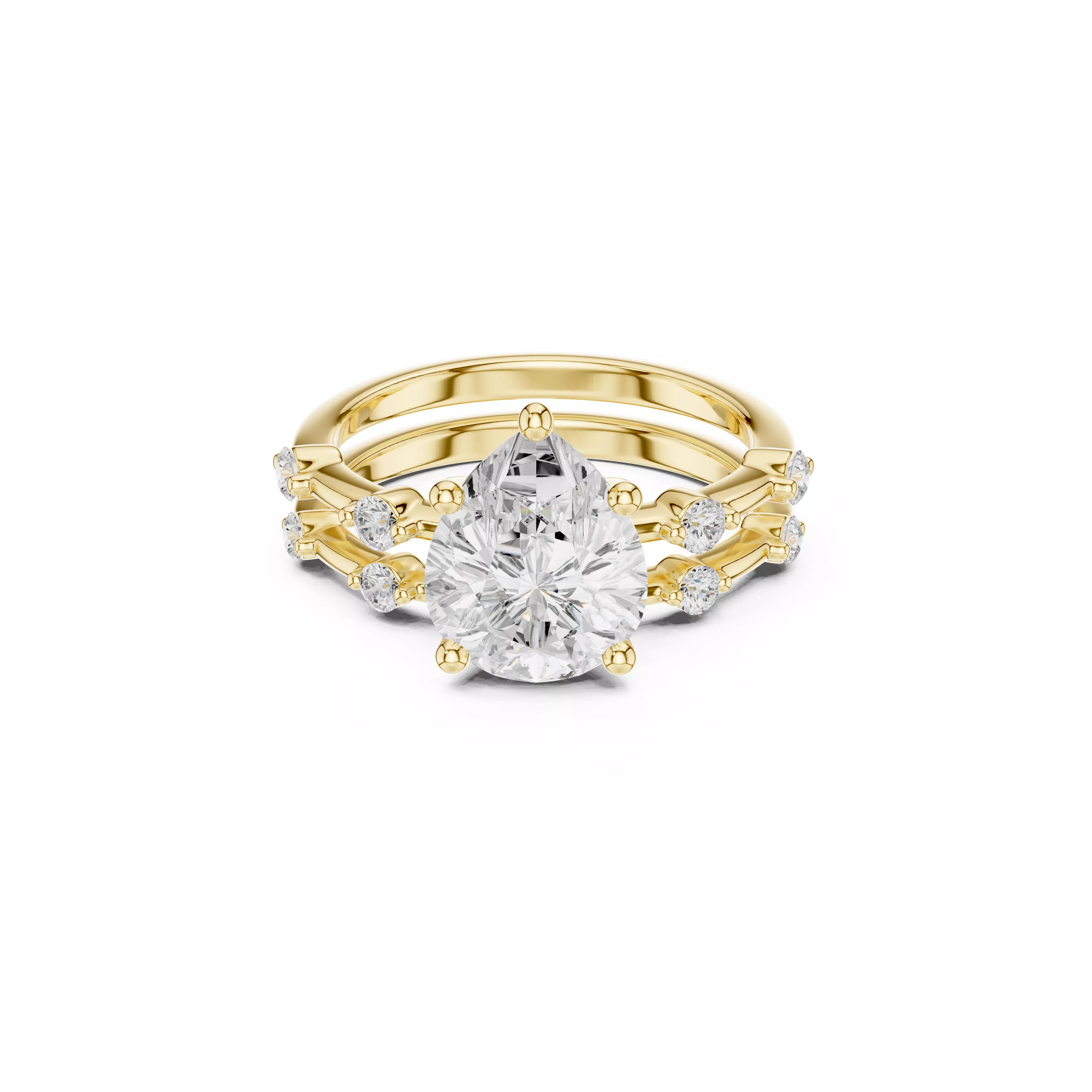 Pear Cut Split Shank Engagement Ring Luxury Diamond 3D print model