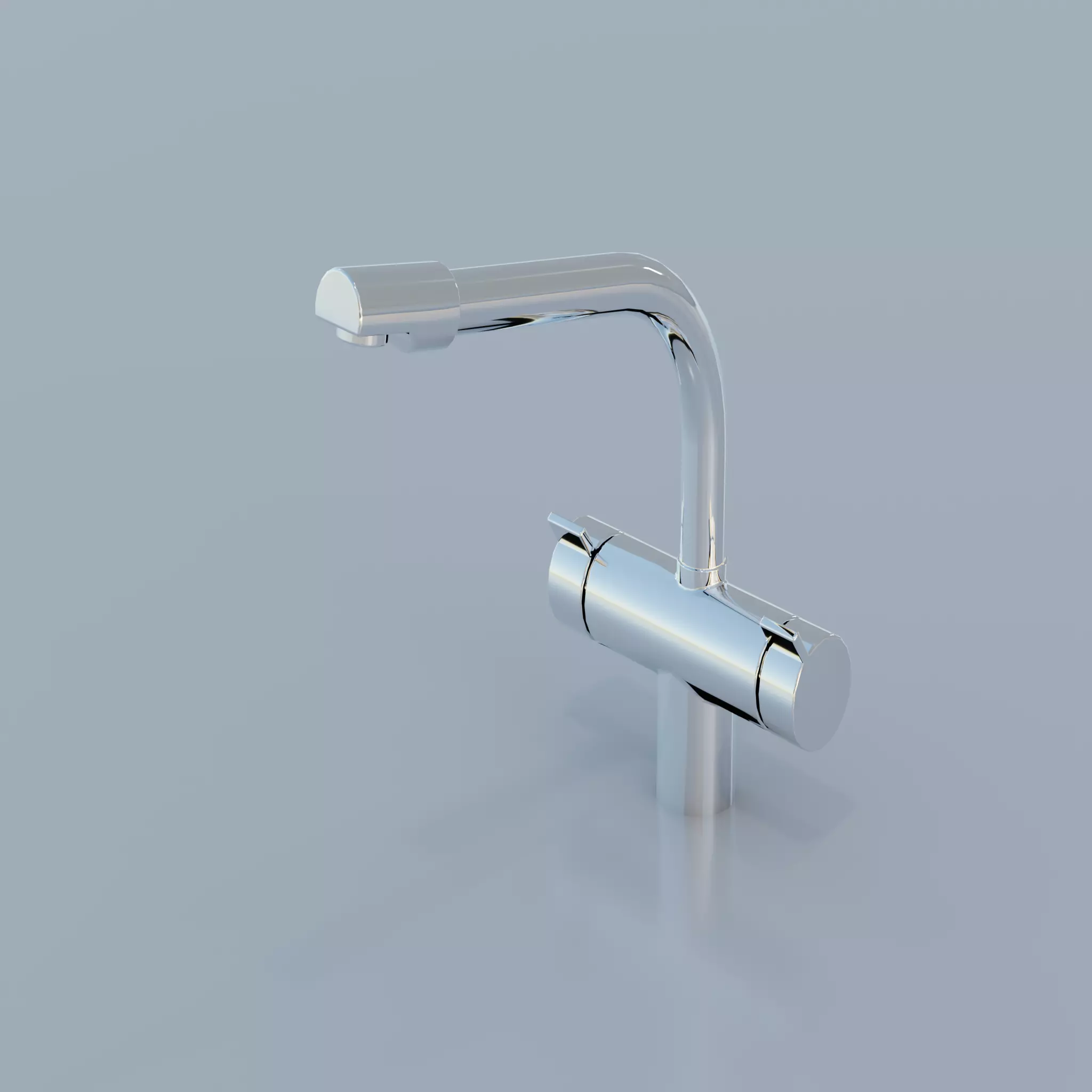 Modern Chrome Kitchen Faucet - Dual Lever Mixer Tap PBR Low-poly 3D model