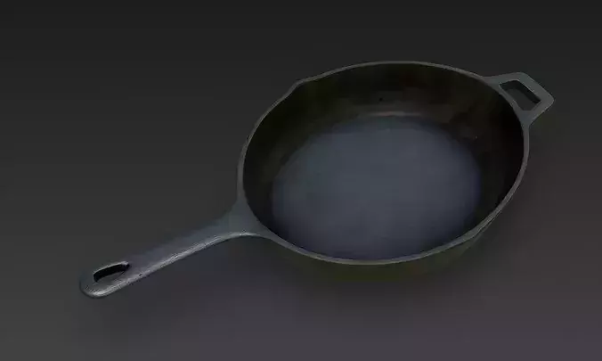 Classic Cast Iron Frying Pan 3D Model Low-poly 3D model 4