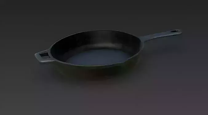 Classic Cast Iron Frying Pan 3D Model Low-poly 3D model 2