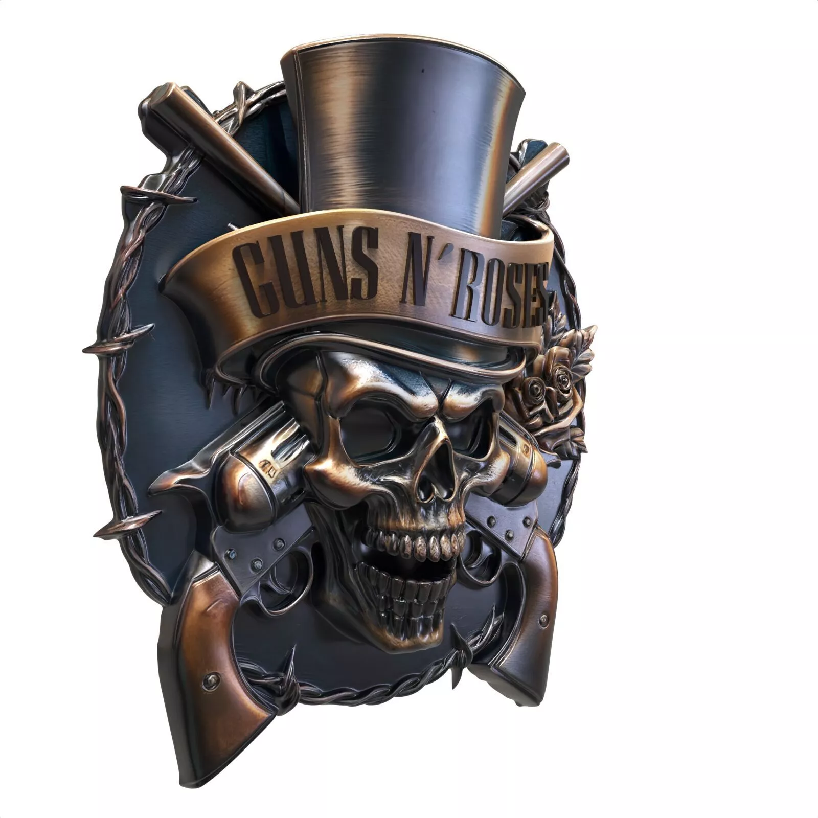 Guns N Roses 3D Logo Emblem Rock Band Skull Fan Art 3D print model