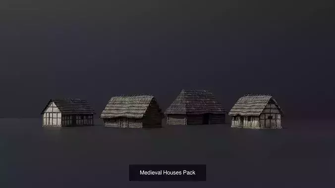 Medieval Buildings game-ready 3D Model Pack 4