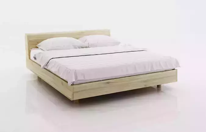 White bed linen on wooden bed