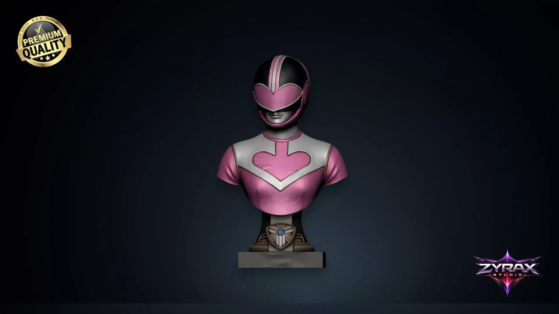 Pink Time Force Ranger Bust STL Power Rangers 3D Print Sculpture 3D print model