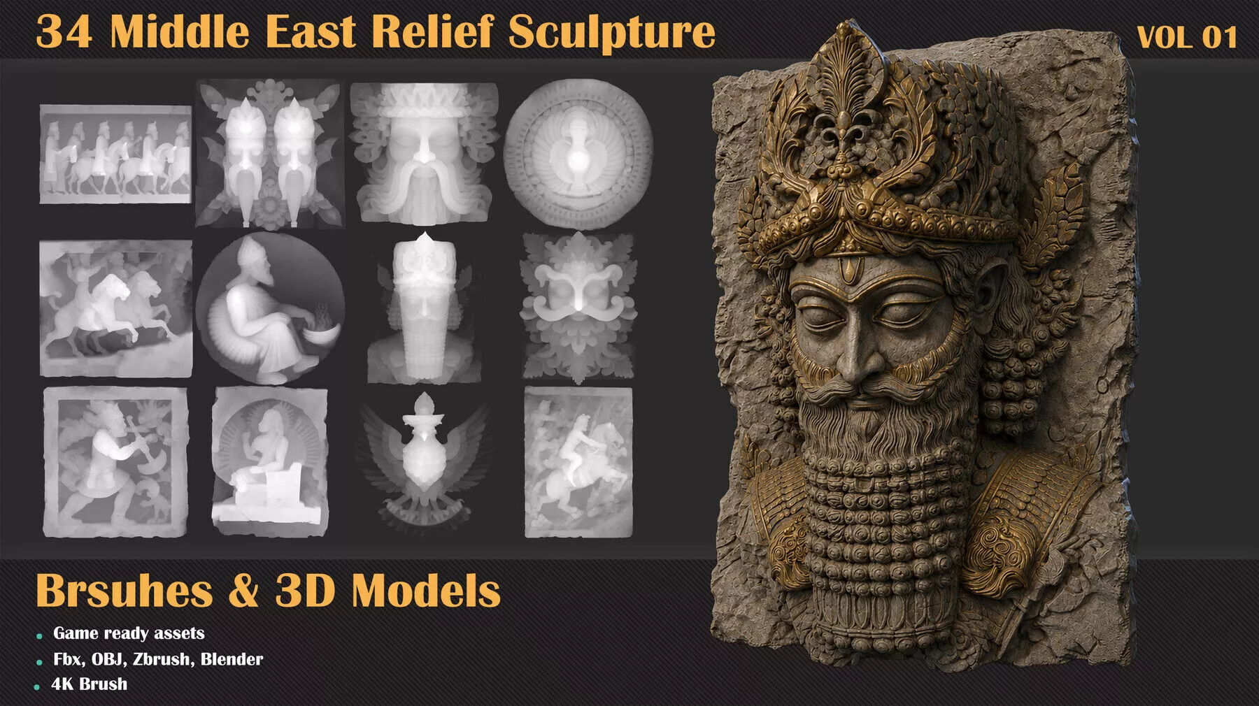 34 MiddleEast Brushes and 3D Meshes - VOL01 3D model