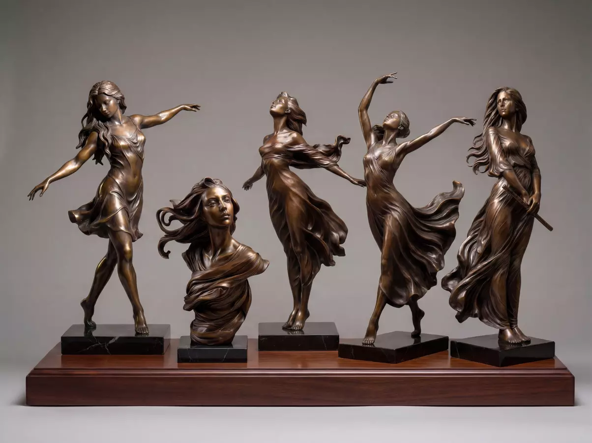 Elegant Bronze Female Sculpture Collection 3D print model