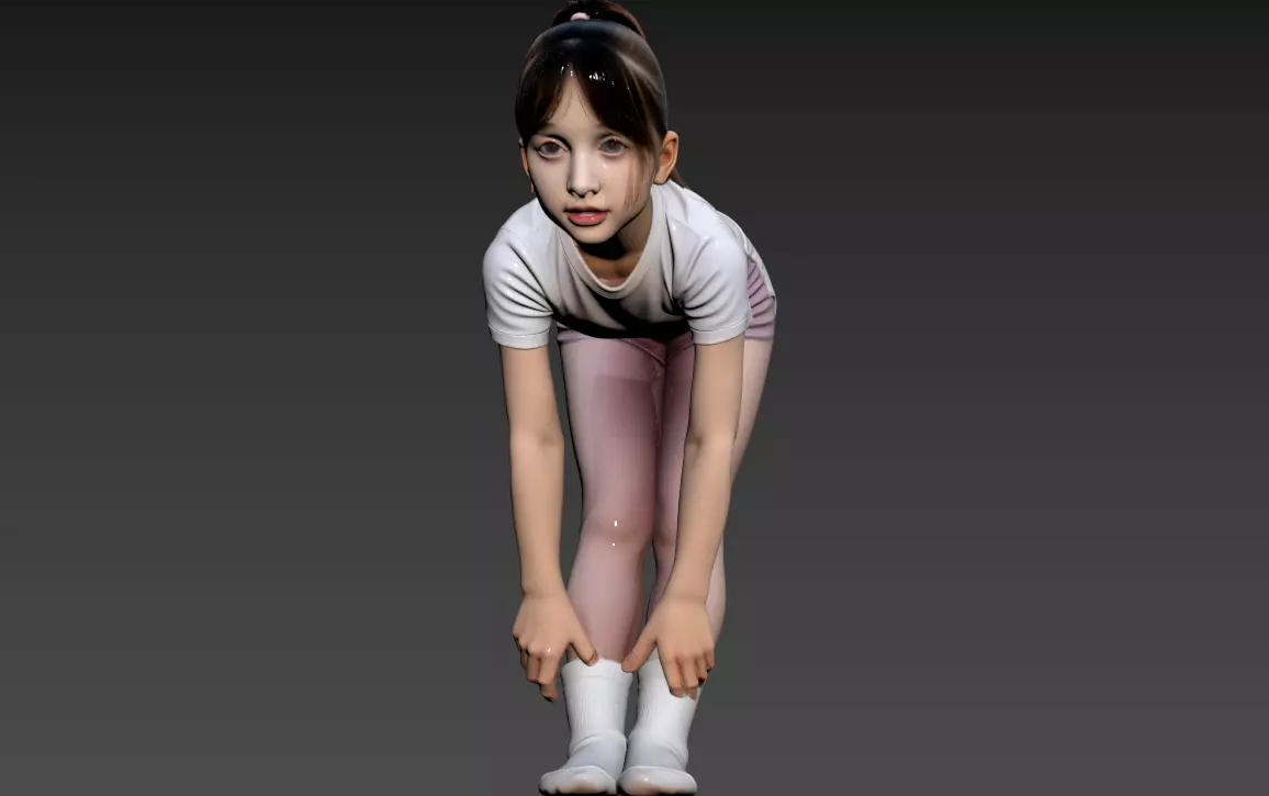 B13- Chinese Style Scene - A Little Girl Sitting in Yoga 3D model