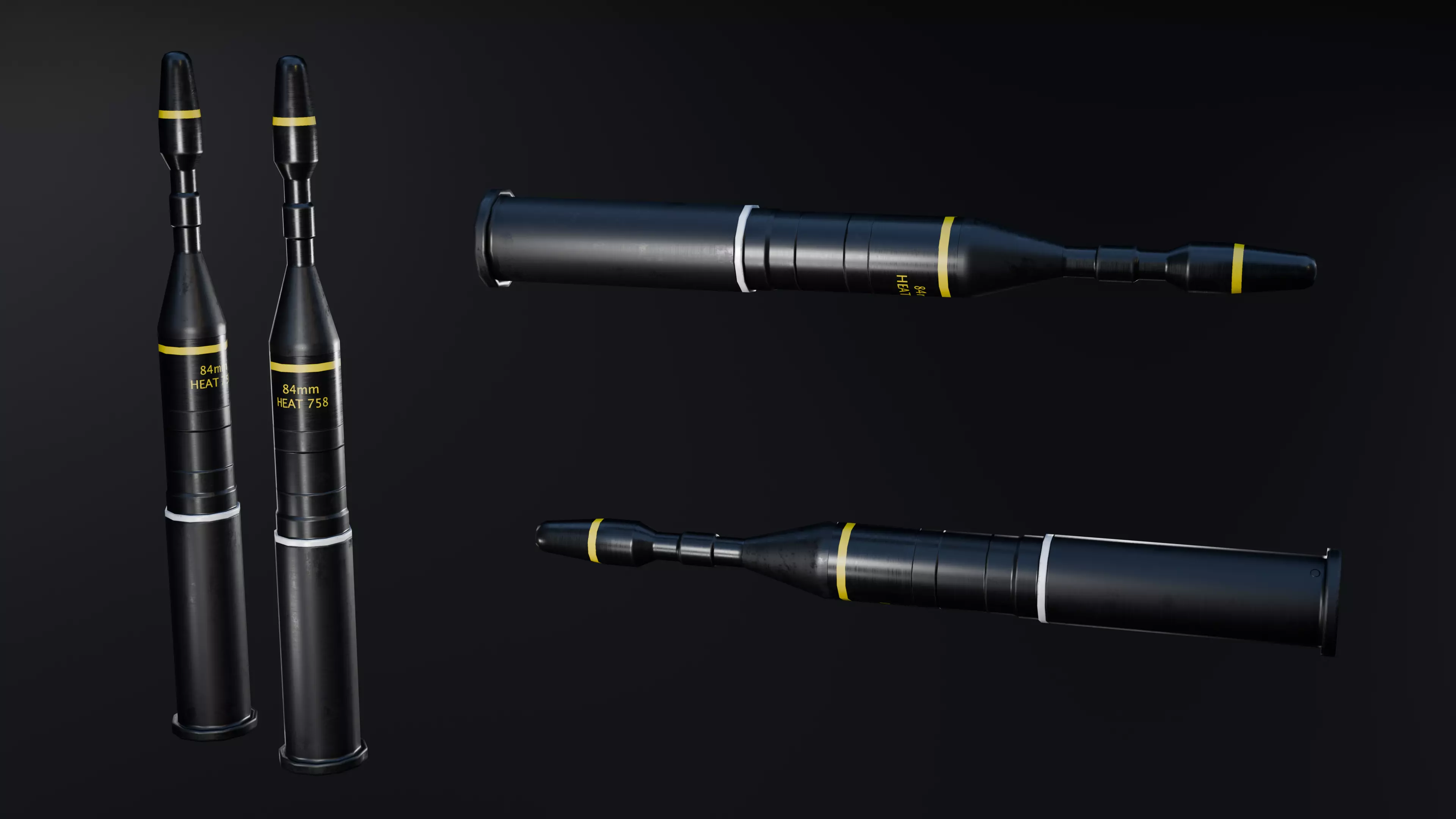 84mm HEAT 758 Carl Gustaf M3-M4 Low-poly 3D model