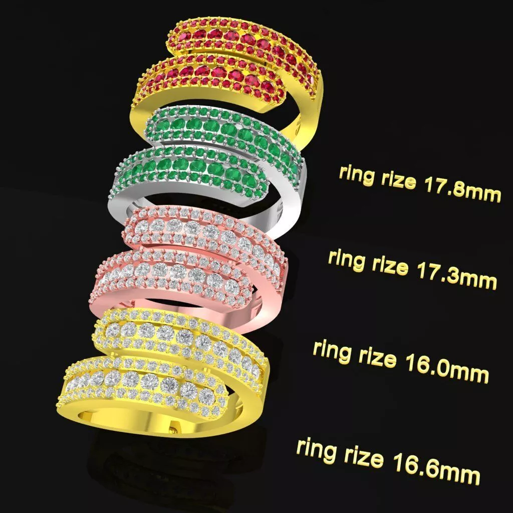 Luxury Multi Size Gemstone Women Ring Set Combo 273a 3D print model