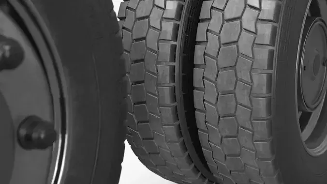 Commercial Truck Wheel Set with Dual Tires Black 3D model 4