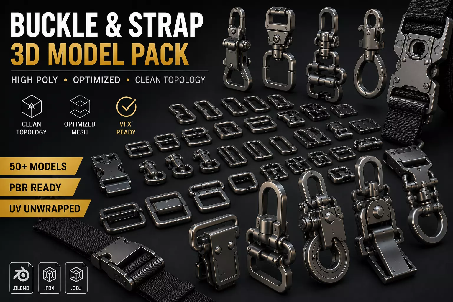 Ultimate Buckle and Strap Collection 50 plus 3D Models 3D model